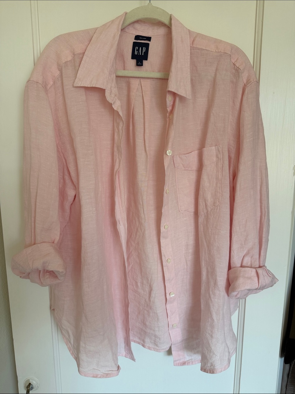 GAP NWOT Women’s Pale Pink 100% Linen Button-Down Shirt